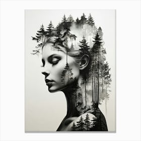 Forest With Woman Canvas Print