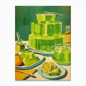 Vibrant Green Jelly Vintage Retro Illustration 2 Canvas Print