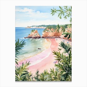 Watercolor Painting Of Praia Dona Ana, Lagos Portugal 3 Canvas Print