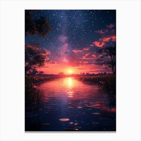 Night Sky Over Water 3 Canvas Print