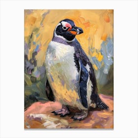 African Penguin Stewart Island Ulva Island Oil Painting 1 Canvas Print