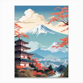 Mountains And Hot Springs Japanese Style Illustration 12 Canvas Print