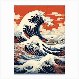 Tsunami Waves Japanese Illustration 1 Canvas Print