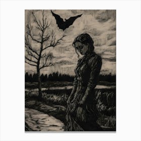 Woman And A Bat Canvas Print