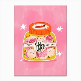 Spicy Pickled Onion Jar food Pink Canvas Print