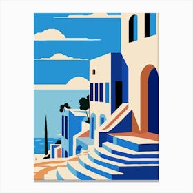 Flat Vector Santorini Serenity Greece 4 Toile