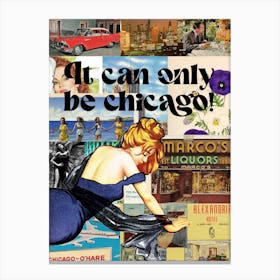 Chicago Vintage Collage Canvas Print