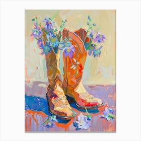 Cowboy Boots And Wildflowers Fringed Gentian Canvas Print