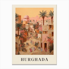 Hurghada Egypt 2 Vintage Pink Travel Illustration Poster Canvas Print