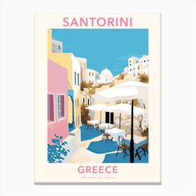 Santorini, Greece, Flat Pastels Tones Illustration 1 Poster Canvas Print