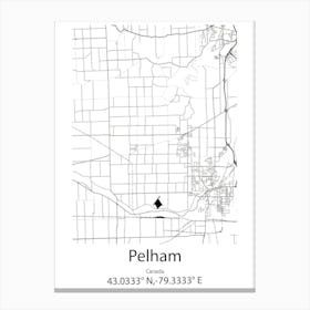 Pelham,Canada Minimalist Map Canvas Print