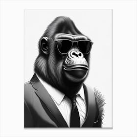 Gorilla In Tuxedo Gorillas Pencil Sketch 1 Canvas Print