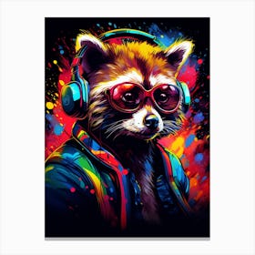 A Dj Raccoon Vibrant Paint Splashot 3 Canvas Print