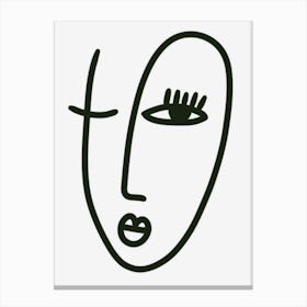 Face Of A Woman Abstract Monoline Canvas Print