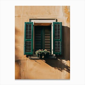 Green Shuttered Window 1 Canvas Print