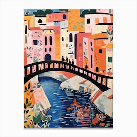Ponte Della Maddalena, Lucca, Italy Colourful 3 Canvas Print