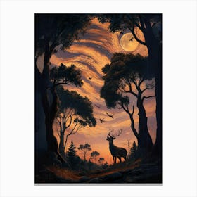 Deer In The Forest Canvas Print