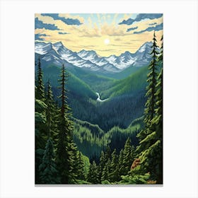 North Cascades National Park Retro Pop Art 10 Canvas Print