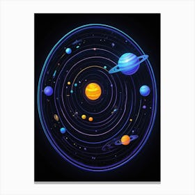 Default Neon Black Light Sgraffito Solar System 3d Illustratio 1 (1) Canvas Print