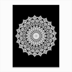 White On Black Mandala Canvas Print