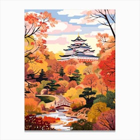 Osaka Castle Park, Japan In Autumn Fall Illustration 0 Canvas Print
