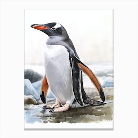 Humboldt Penguin Deception Island Watercolour Painting 4 Canvas Print