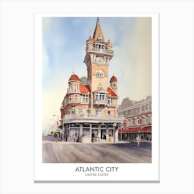 Atlantic City 2 Watercolour Travel Poster Canvas Print