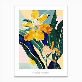 Colourful Flower Illustration Poster Evening Primrose 2 Canvas Print