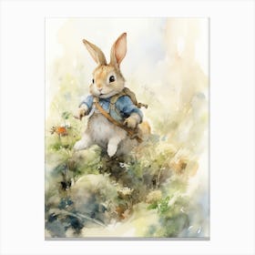 Bunny Hicking Rabbit Prints Watercolour 9 Canvas Print