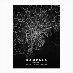 Kampala Uganda Black Map Canvas Print