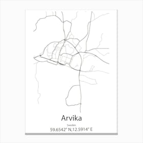 Arvika,Sweden Minimalist Map Canvas Print