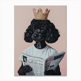 A Black Poodle Dog Wearing A Crown Lienzo