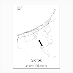 Siofok,Hungary Minimalist Map Canvas Print