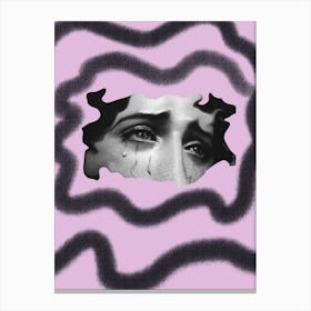 Woman crying black and white Canvas Print