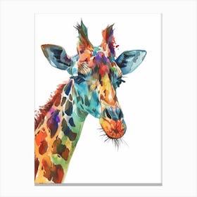 Giraffe Watercolour Face Portrait Canvas Print