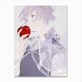 Girl With A Red Apple Canvas Print