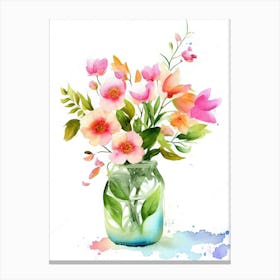 Watercolor Flower Vase 4 Canvas Print