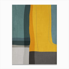 Mustard Teal Gray Abstract Canvas Print