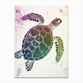 Rainbow Minimal Textured Sea Turtle  1 Canvas Print