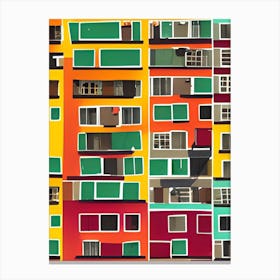 Apartment Block Abstract Vivid Buildings Architecture Canvas Print