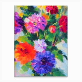 Dahlia Imperialis Floral Print Abstract Block Colour 2 Flower Canvas Print