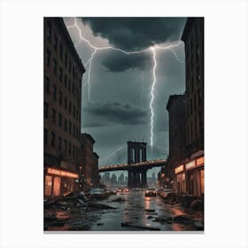 Lightning In New York City 4 Canvas Print