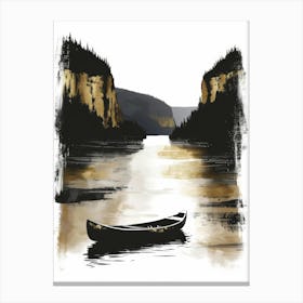 Canoe On The River Canvas Print