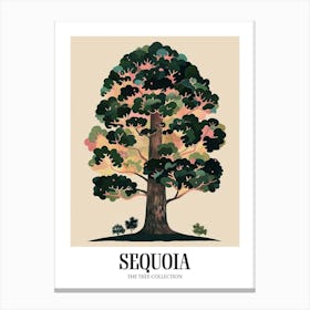 Sequoia Tree Colourful Illustration 4 Poster Canvas Print