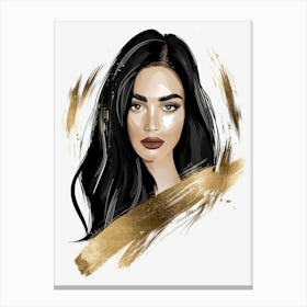 Girl With Long Black Hair Canvas Print