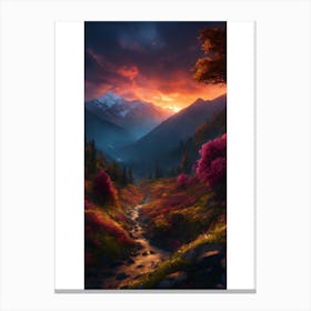 Sunset In The Mountains Canvas Print