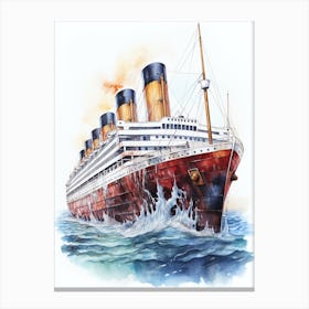 Titanic Sinking Ship Colour Illustration 2 Canvas Print