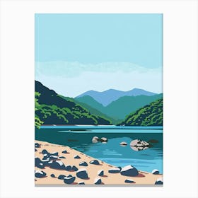 Lake Towada Japan 1 Colourful Illustration Canvas Print