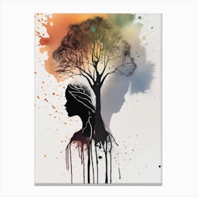 Tree Of Life Watercolor Splash Canvas Print