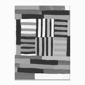 Painted Color Block Grid In Black And White Canvas Print